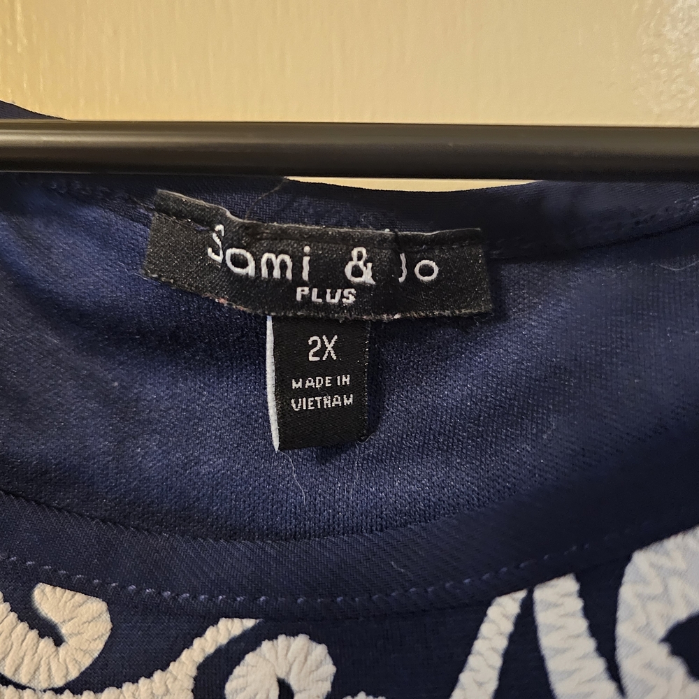 Sami & Jo Navy and white pattern Dress 2x - Picture 3 of 5